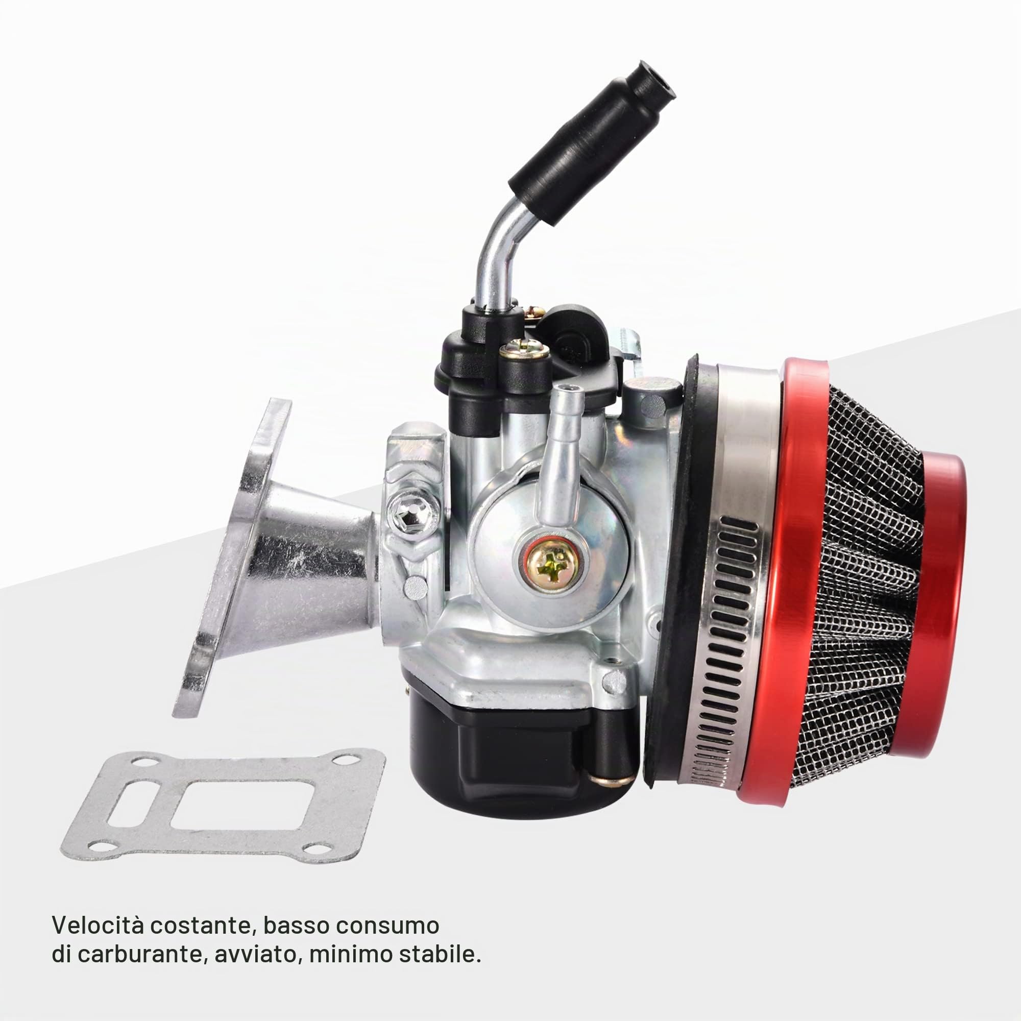 GOOFIT Carburatore 19 Minimoto Cinese con Motore Filtro Aria Cilindro 44mm sostituzione per Decespugliatore 2 Tempi 47cc 49cc Scooter Pit Bike ATV Mini Quad Rosso