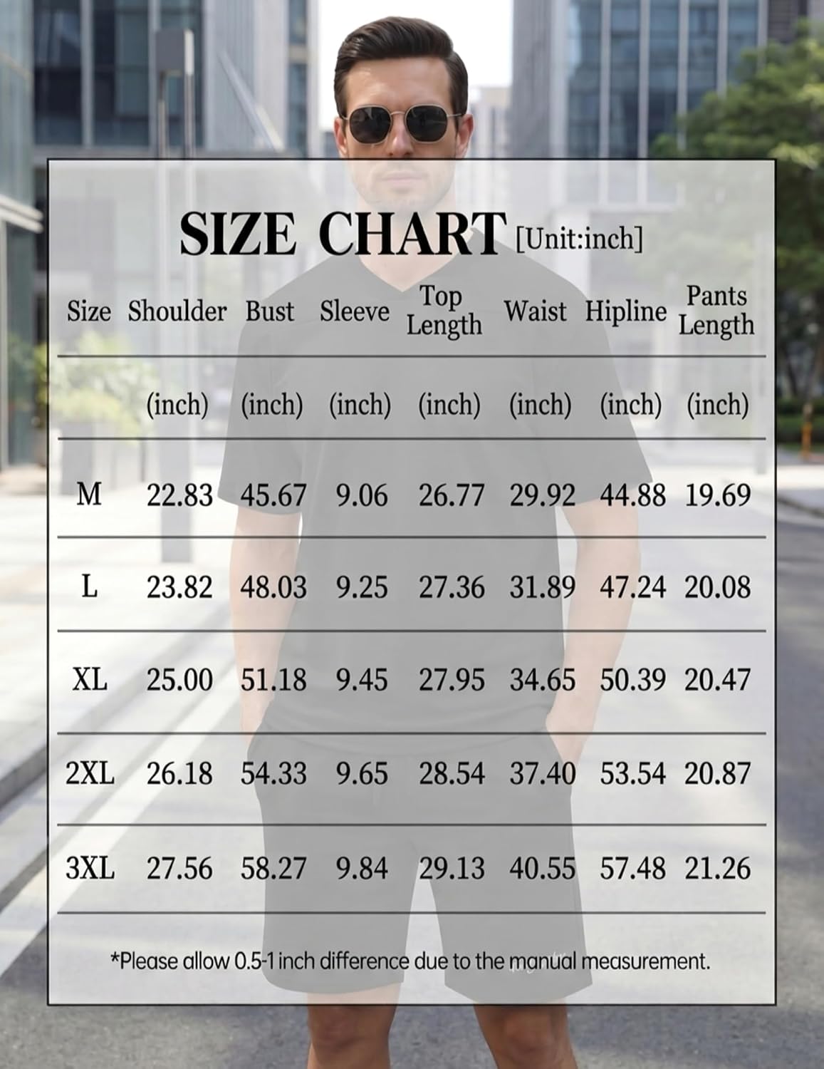 Opomelo Mens 2 Piece Vacation Sets Casual Short Summer Outfits V-neck T-Shirt & Shorts Tracksuits Vacation Matching Sets