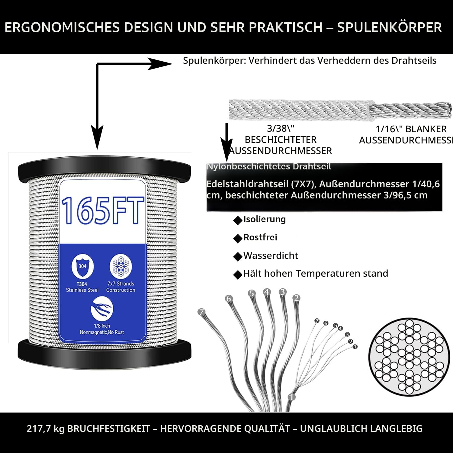 50M Stahlseil 2mm ,304 Edelstahlseil 2mm ,Drahtseil 2mm,M2 Drahtseilklemme mit M5 Drahtseil Spanner für rankhilfe edelstahl seilsystem,spannseil edelstahl für außen