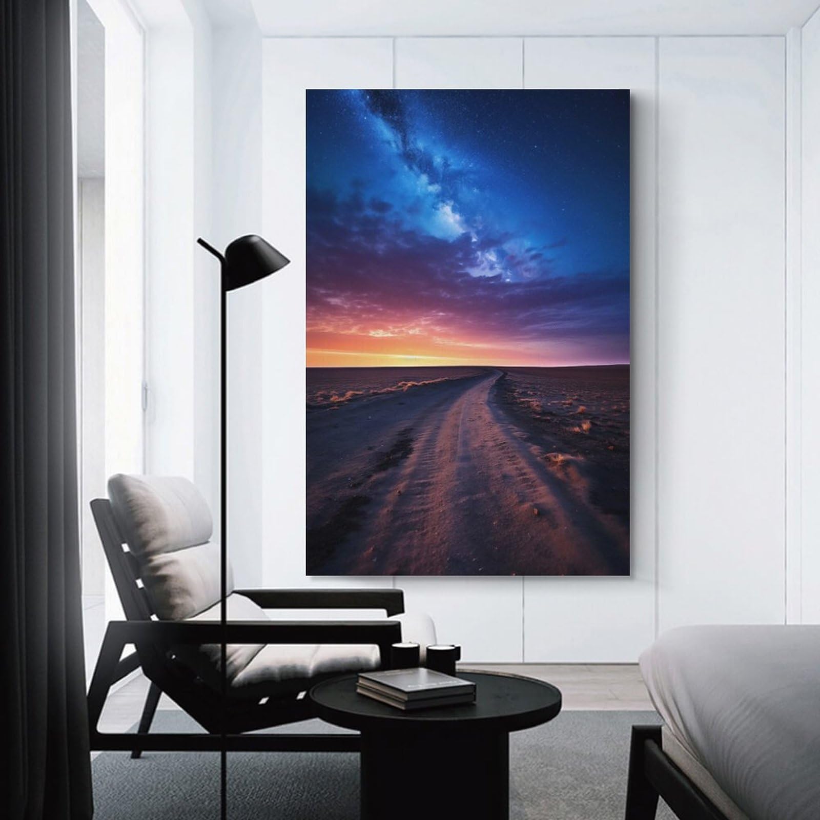 Junmoney Unframe-Milky Way Galaxy Canvas Wall Decor Milky Way Galaxy, 20X30inch(50X75cm), For Living Room, Bedroom, Office Or Hallway, Decorative Artwork With Broad Appeal