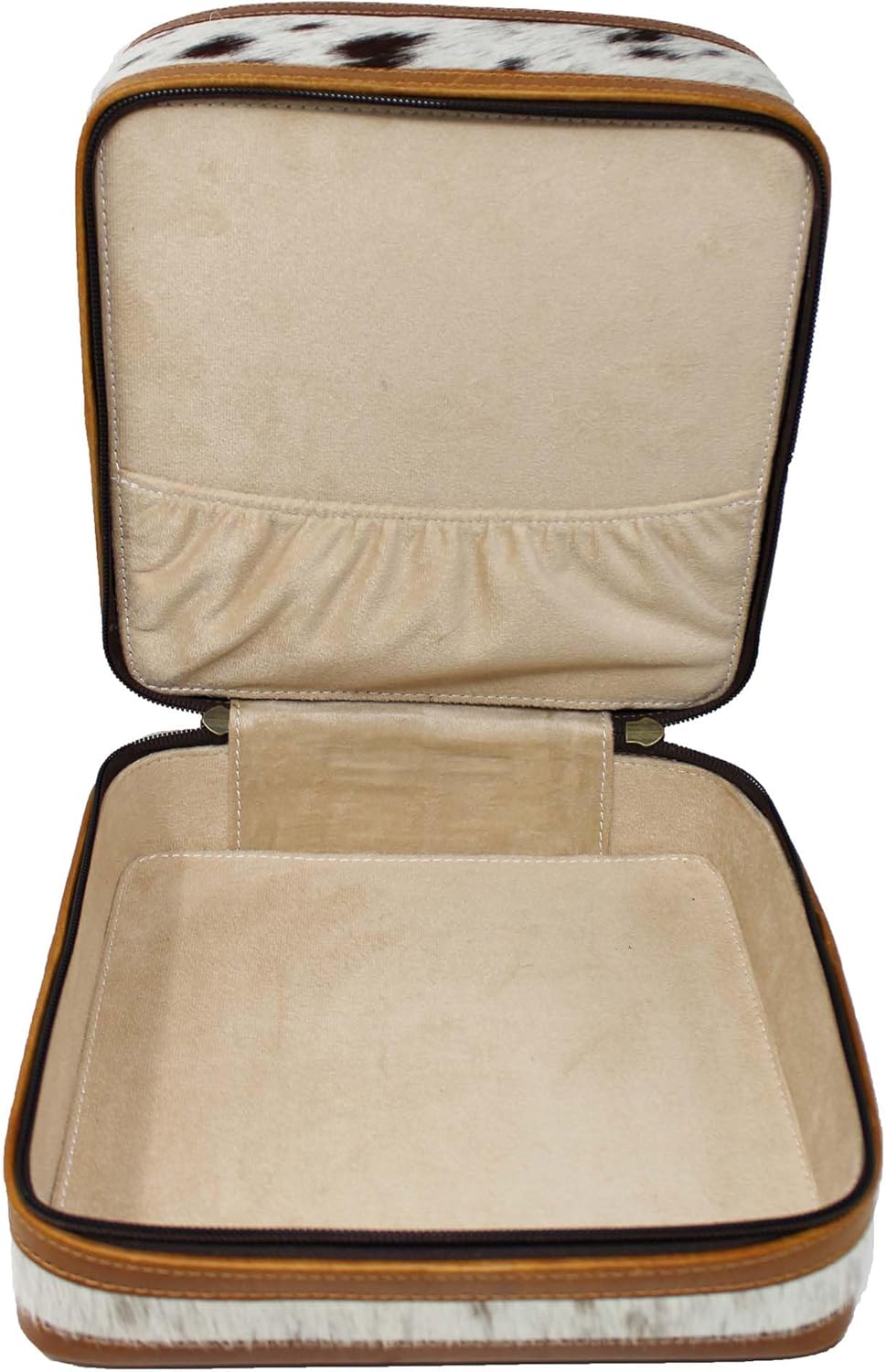 CHALLENGER Women's Western Handcrafted Deluxe Floral Tooled Cowhide Dual Jewelry Cosmetic Organizer Travel Case Box 18RSJ06