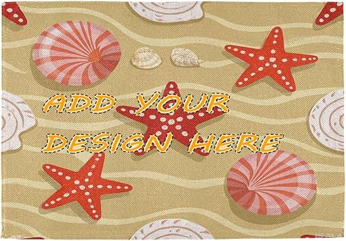 Personalizado Verano Playa Concha Estrella de Mar Beige Rectángulo Acolchado Manteles individuales Cena Manteles individuales lavables Niños 6