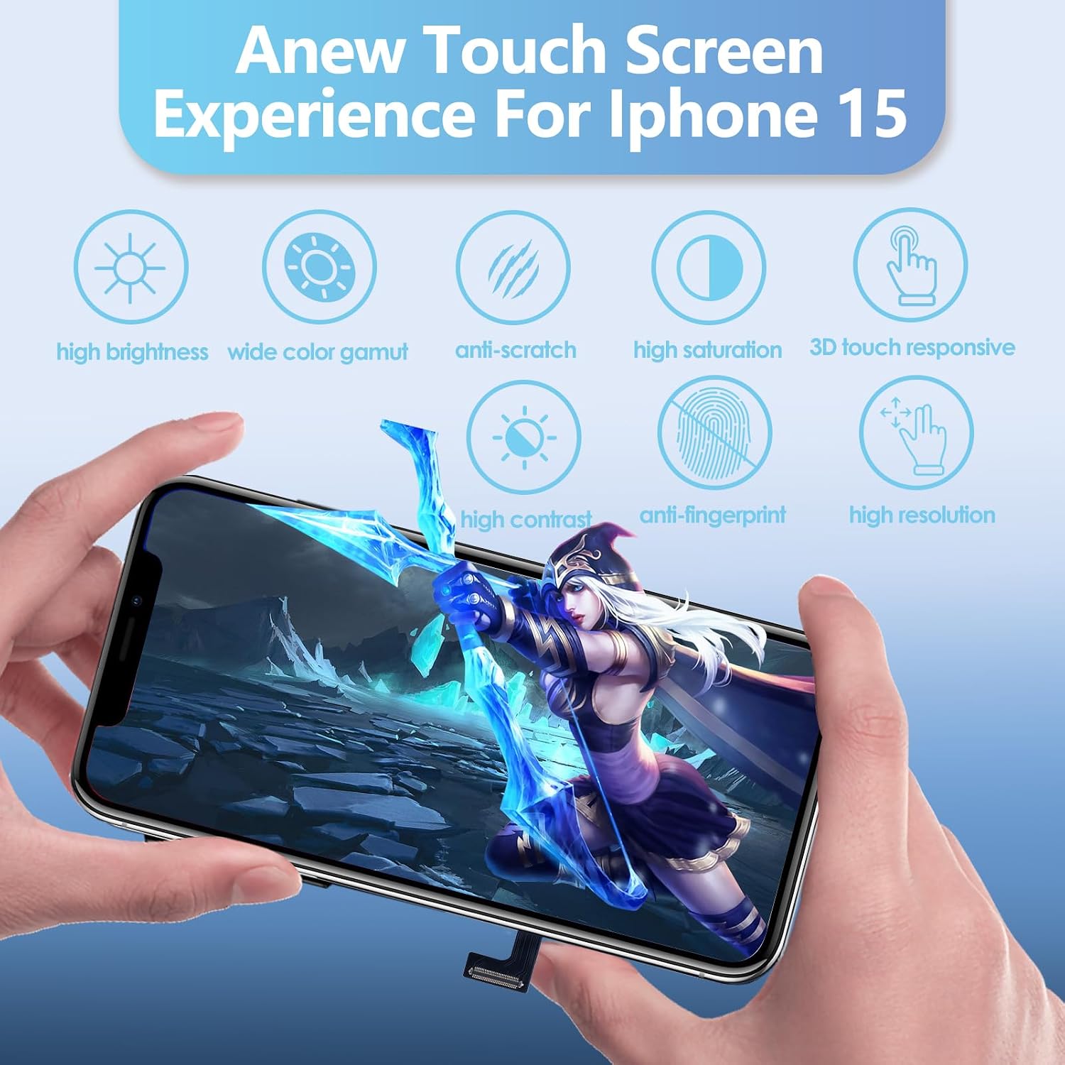 INCELL LCD for iPhone 15 Screen Replacement 6.1 Inch for iPhone 15 LCD A3090 A2846 A3089 A3092 Display and Touch Digitizer Full Assembly with Repair Tool kit