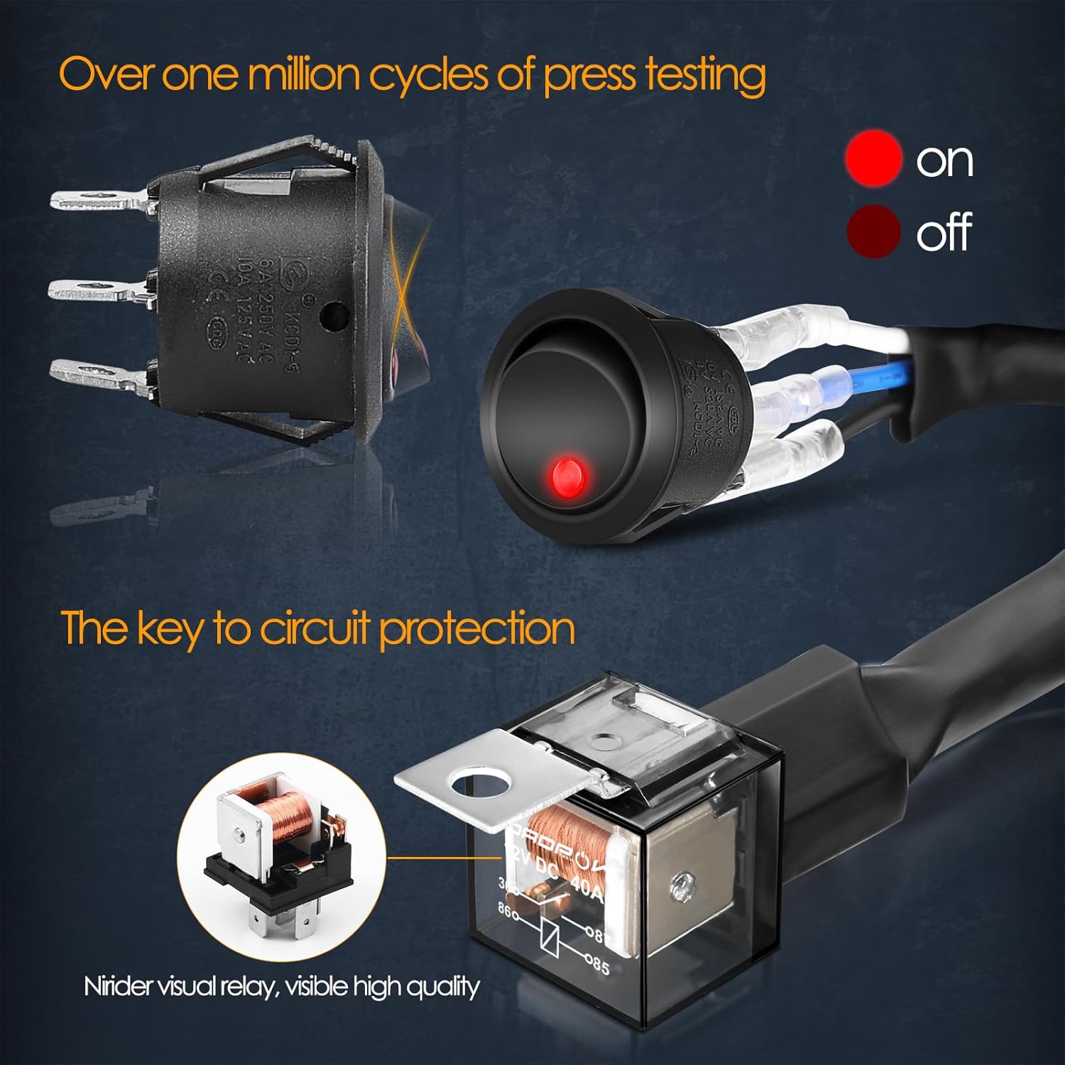 DT Wiring Harness 2 Lead, Nirider 12V Rocker Switch Relay Fuse Deutsch DT Connector Nylon Fog Light Wiring Harness Kit LED Light Bars Driving Lights Offroad LED Pods Wire Harness for Truck UTV ATV image 3 of 8 B0D93RSSQJ