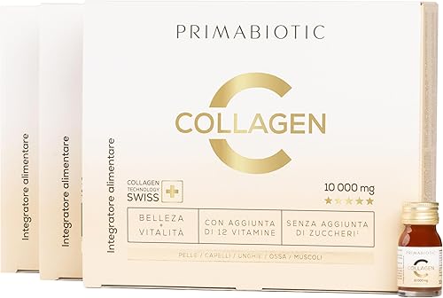 Collagene da Bere - Primabiotic Collagen 10000 mg | 90 Flaconcini da 30 ml (2700 ml) | Integratore Liquido di Alta Qualità per la Bellezza | 95% di Assorbimento | Pelle, Capelli, Articolazioni Generico - integratore