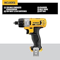 Vista 2 de DEWALT 12V MAX Cordless Screwdriver, 1/4-Inch Hex Chuck, 1-Inch Bit Tips, Electric (DCF610S2)
