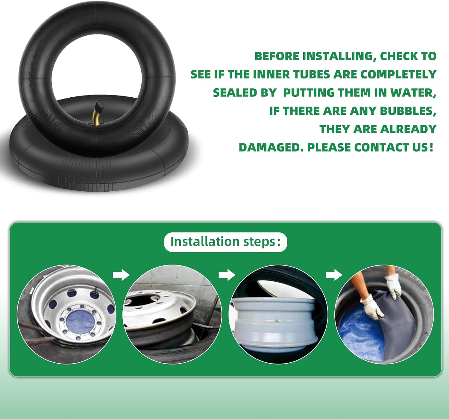 2Pack 4.80/4.00-8" Tire Inner Tube, 480/400-8 Heavy Duty Inner Tire Tube with TR87 Angled Valve Stem For Mowers, Hand Trucks, Wheelbarrows, Carts, Trailers