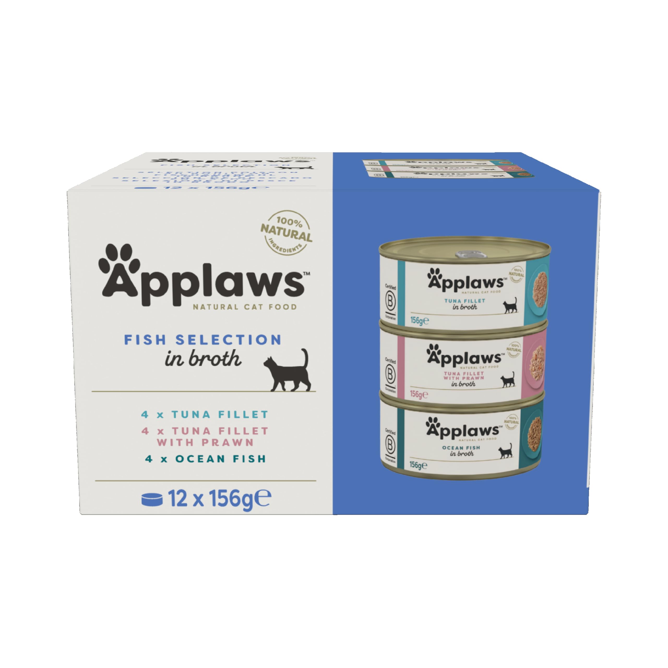 Applaws Adult Mixed Pack Cat Cans In Broth 12 X 156G - Fish In Broth