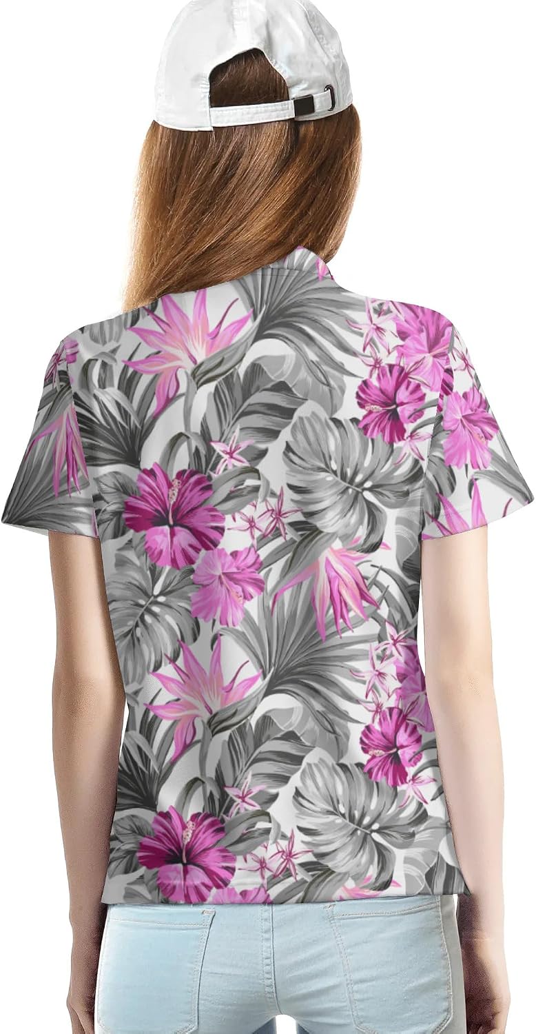 Men Women Funny Couple Golf Shirts,Matching Hawaiian Short Sleeve Golf Shirt,Moisture Wicking Couple Polo Shirt