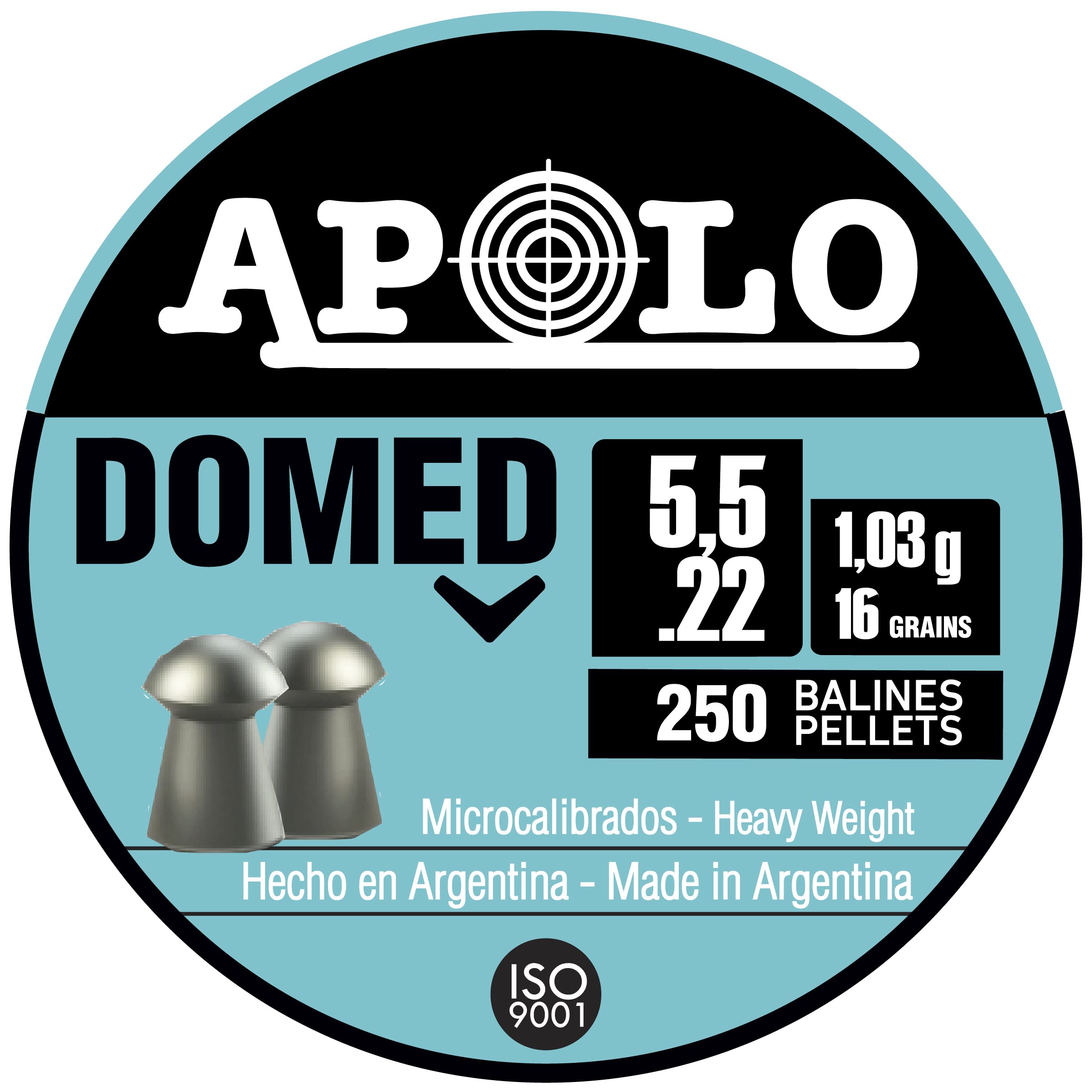 Apolo Domed 5.5mm .22 Caliber,Silver