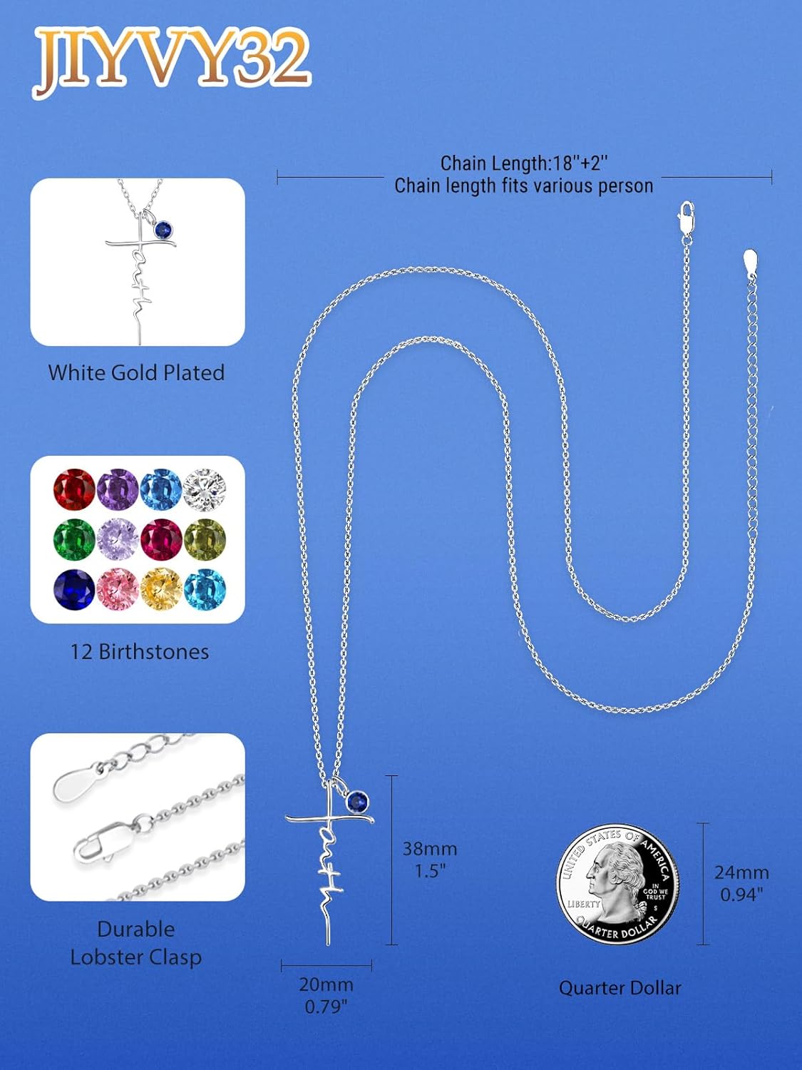 Christmas Gifts Compass/Clover/Cross Necklace for Women Exquisite Anniversary Birthday Gifts for Wife Her Double Birthstone Pendant jewelry ‘I'd be Lost Without You’ - Image 2