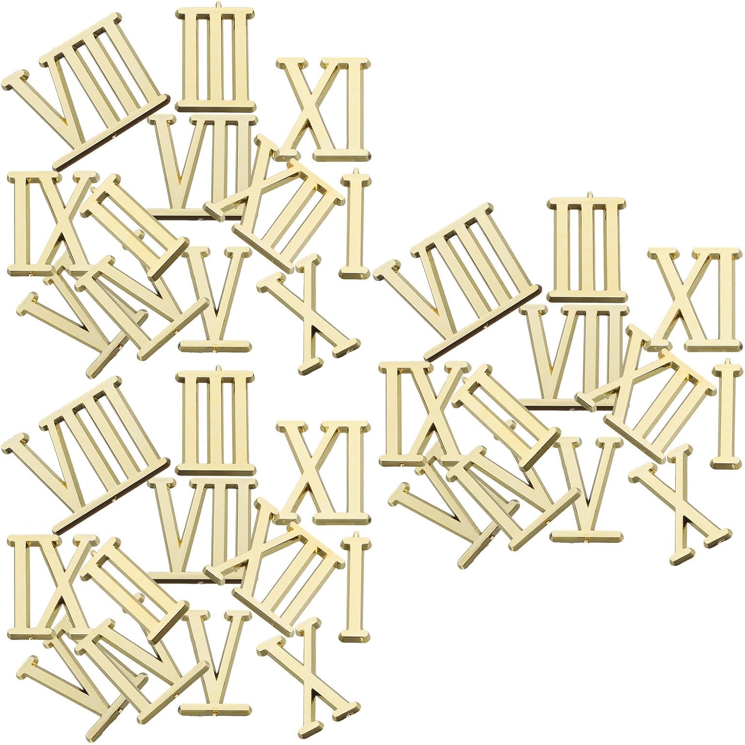 TOMETURE 3 Sets DIY Clock Numerals Kit with Roman Number Hands for Wall Clock Repair, Abs Material with High Clarity Golden Numerals, for Home Wall Timepiece Repairing and Art Crafting