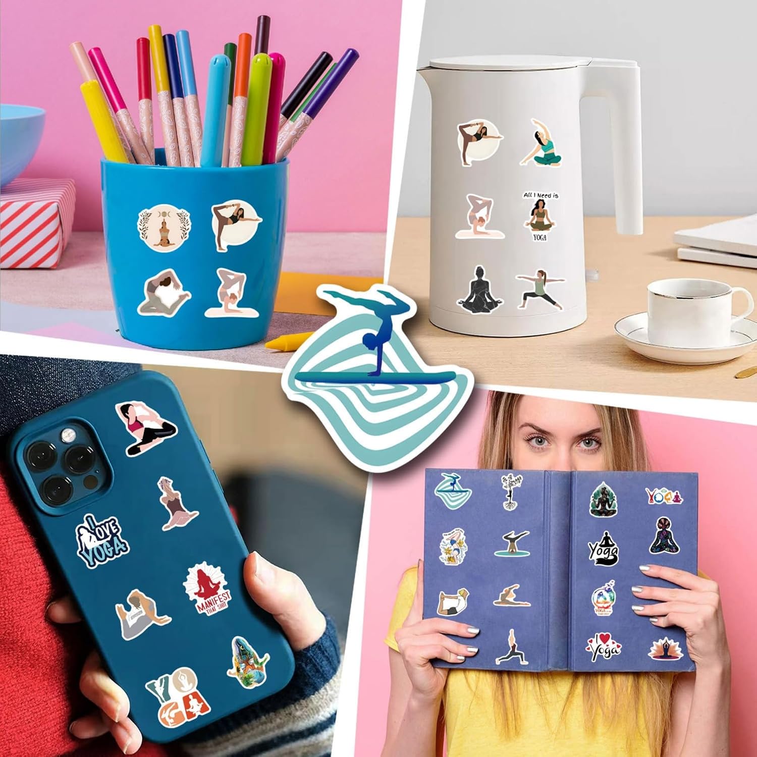 110 Pcs Yoga Sticker Cute Sport Stickers for Water Bottles Laptop Luggage Journaling Mandala Lotus Flowers Zen Stickers Gifts for Women Girls Adults Waterproof Vinyl Cartoon Decals (Yoga) image 4