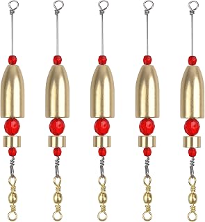 OROOTL Carolina Rig for Bass Fishing, 5pcs CRR Carolina Ready Rigs Pre-Rigged Bass Fishing Weights Carolina Keeper Tackle Sizes 1/4 3/8 1/2 3/4 1oz