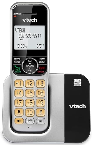 VTech Sistema telefónico inalámbrico para el hogar con bloque de llamadas, pantalla grande y botones, pantalla retroiluminada, altavoz dúplex