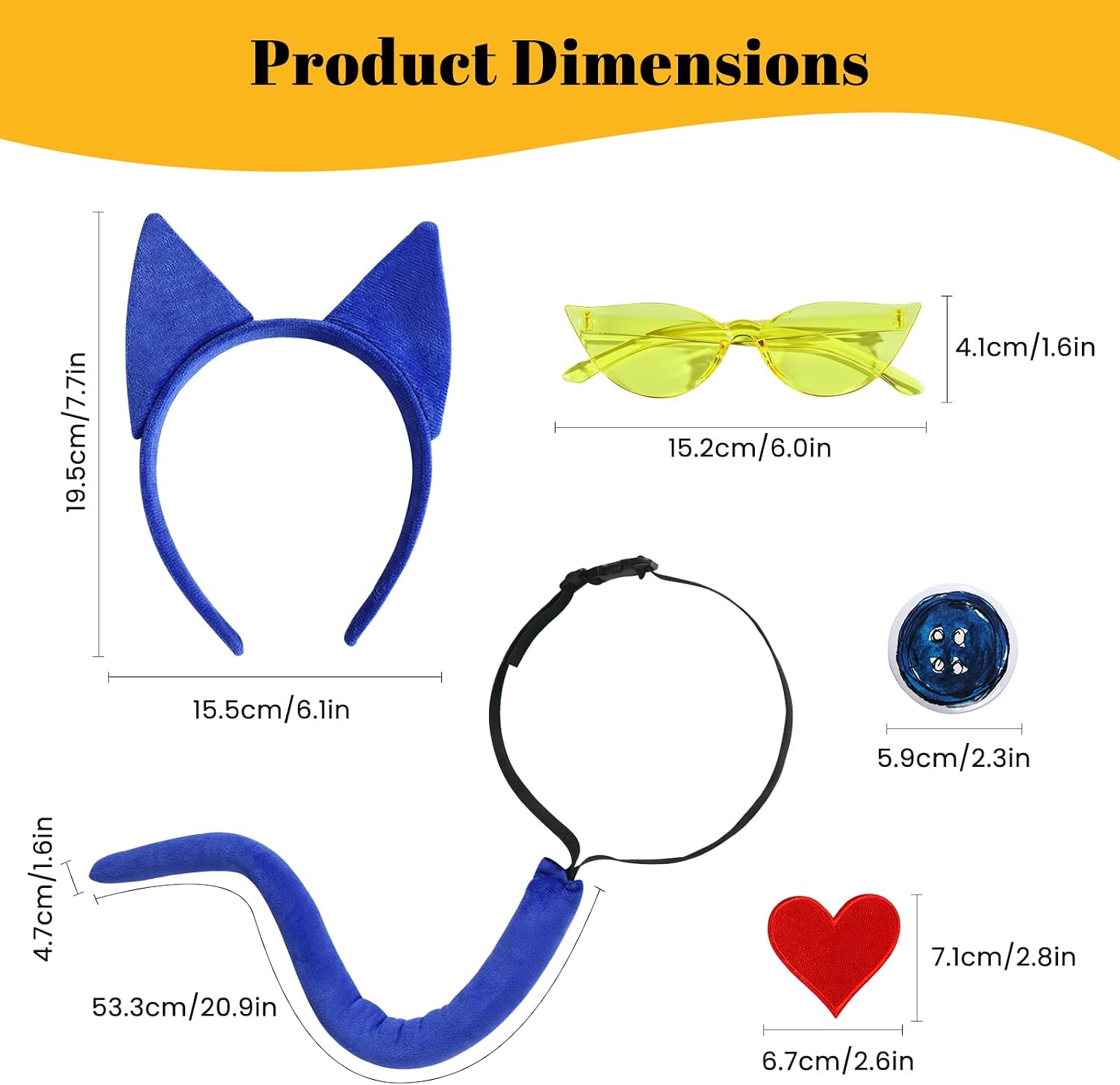 Blue Cat Costume Accessories Blue Cat Ears and Tail Halloween Book Day Cosplay Dress Up School dress-up day cotume