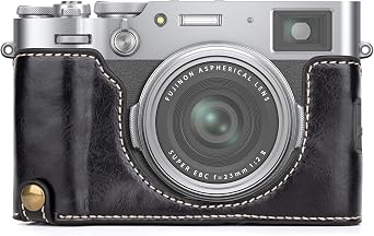 MUZIRI KINOKOO PU Leather Protective Half Case for Fujifilm X100VI Camera - Easy Carrying With Opening Bottom and Hand Grip Design - Black