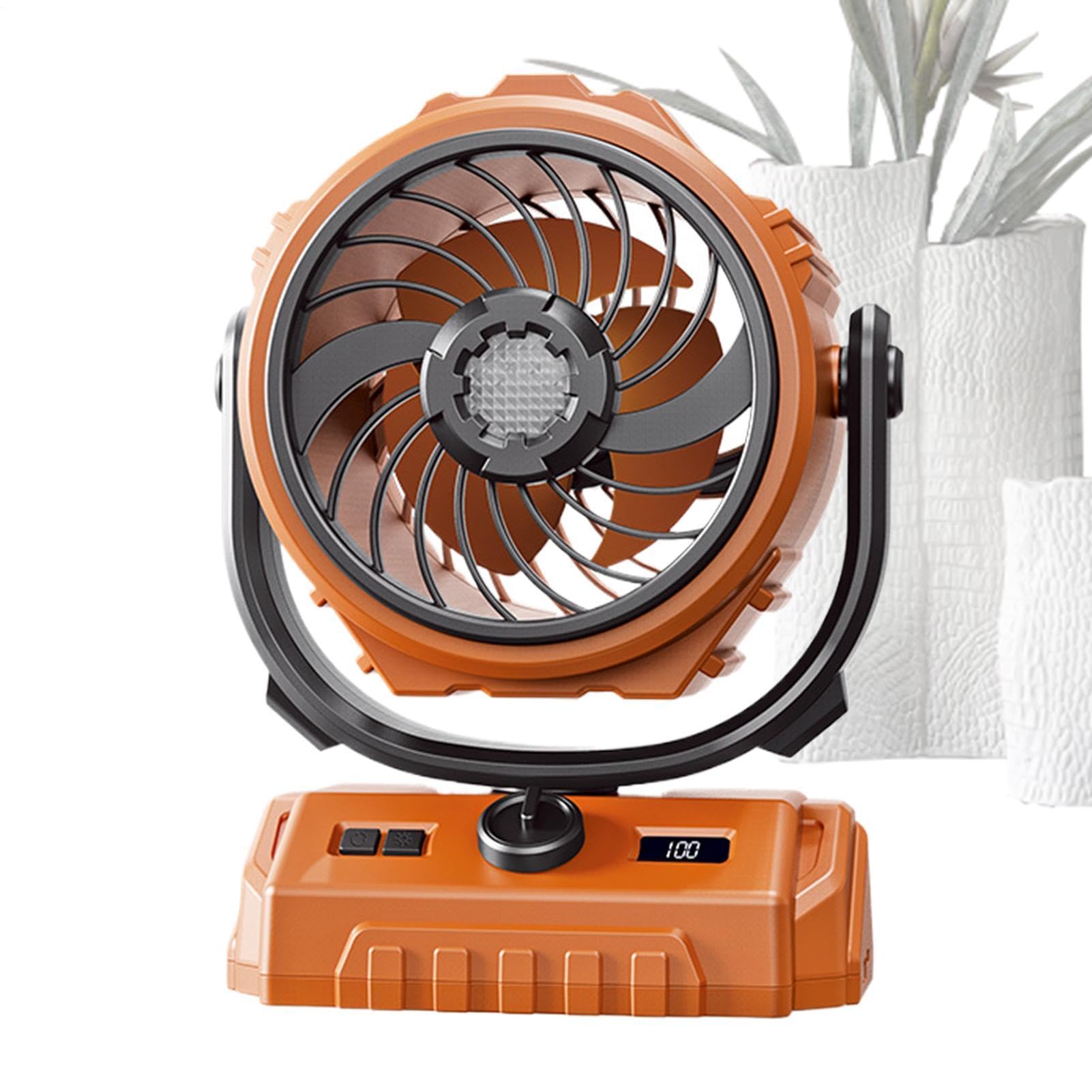 Ventilateur camping 100 vitesses réglables à oscillation automatique et éclairage LED