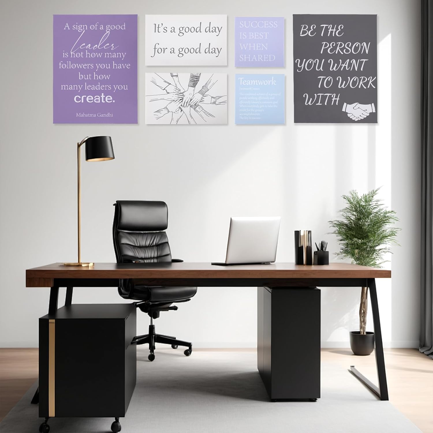 Eshwb Office Inspirational Wall Decor Art, Motivational Canvas Wall Art, Teamwork Positive Quotes, 6 Pcs Office Decorations