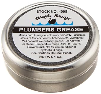 Black Swan Plumbers Grease, Waterproof Faucet & Valve Lubricant, Heat Resistant Plumbing Grease for O-Rings, Stems, Fixtures & Metal Parts, Prevents Rust & Corrosion, 1oz