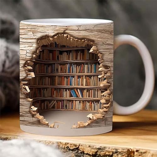 Miniatura 4 de Taza de cerámica multiusos con agujero en una pared, diseño de espacio creativo, taza de café divertida, un regalo para lectores. (C)