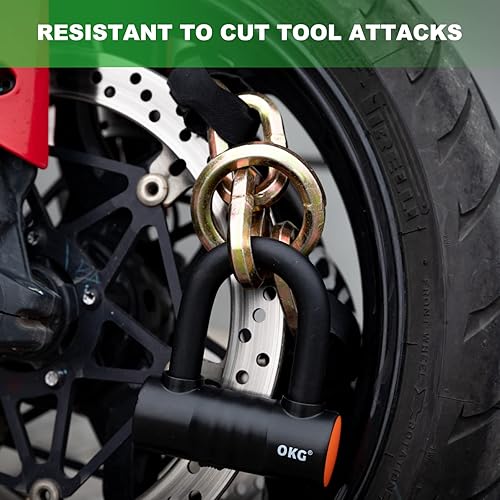 Miniatura 6 de OKG Cerradura pequeña en U  4 llaves, grillete de acero de aleación endurecido de 0.709 in  Cerradura de cadena de seguridad anticorteantipalanca