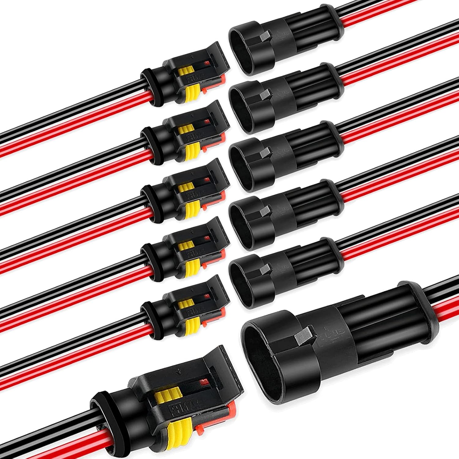 5 Kit 3 Pin Car Connector Waterproof Electrical Connector, Male and Female Way 18 AWG Wire Plug Socket Kit for Truck, Motorcycle, Boat and Other Wire Connection