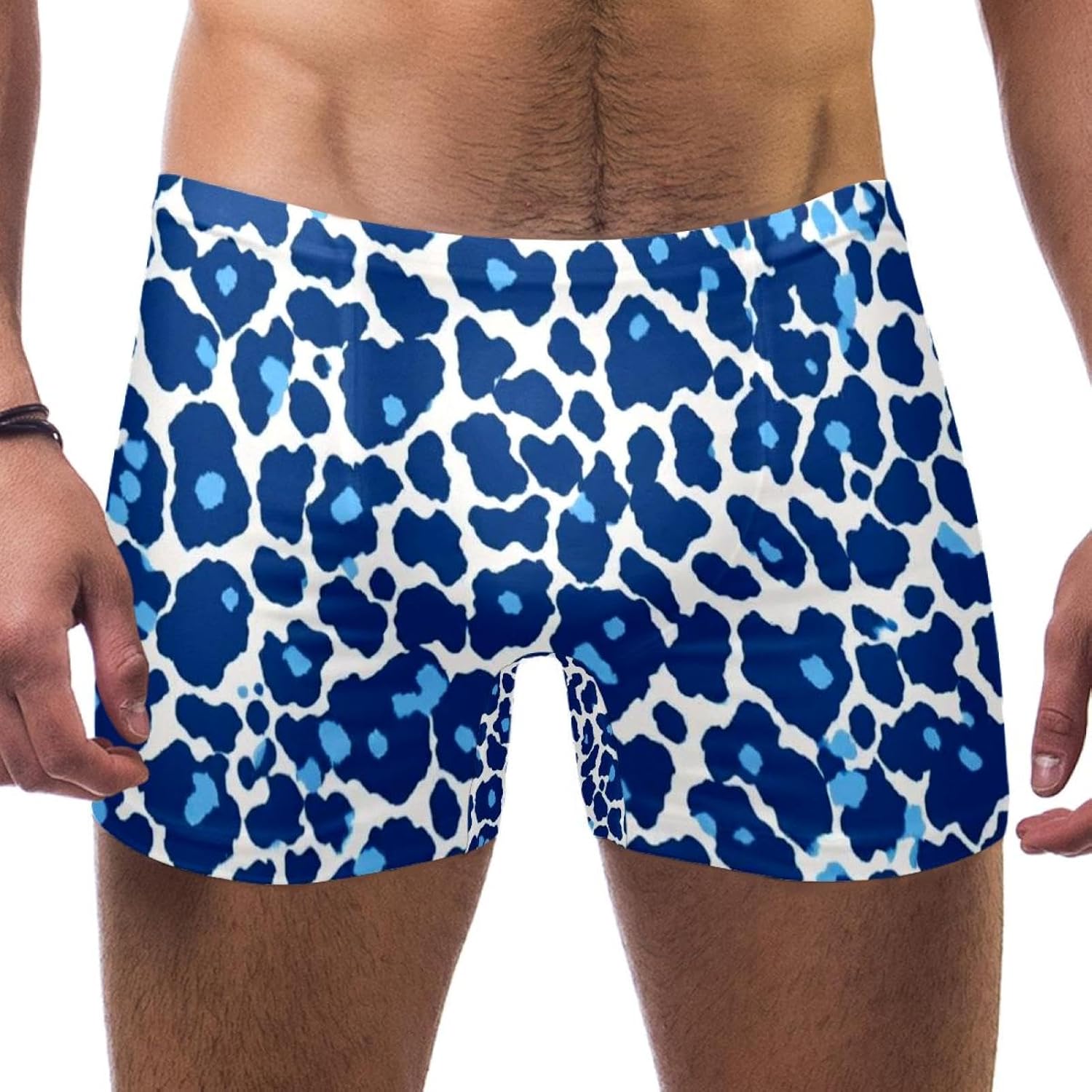 Mens Leopard Art-2451 Swim Trunks Elastic Waistband Short Mens Bathing Suit, S,