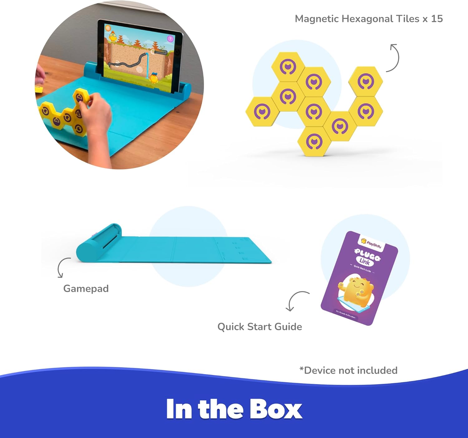 PlayShifu Plugo Link (Kit + App) : Smart Magnetic Tiles + Building Toy with Puzzles for Kids Age 4 to 10, STEM Learning and Birthday Gifts for Boys & Girls (Works with Tabs/Mobiles)