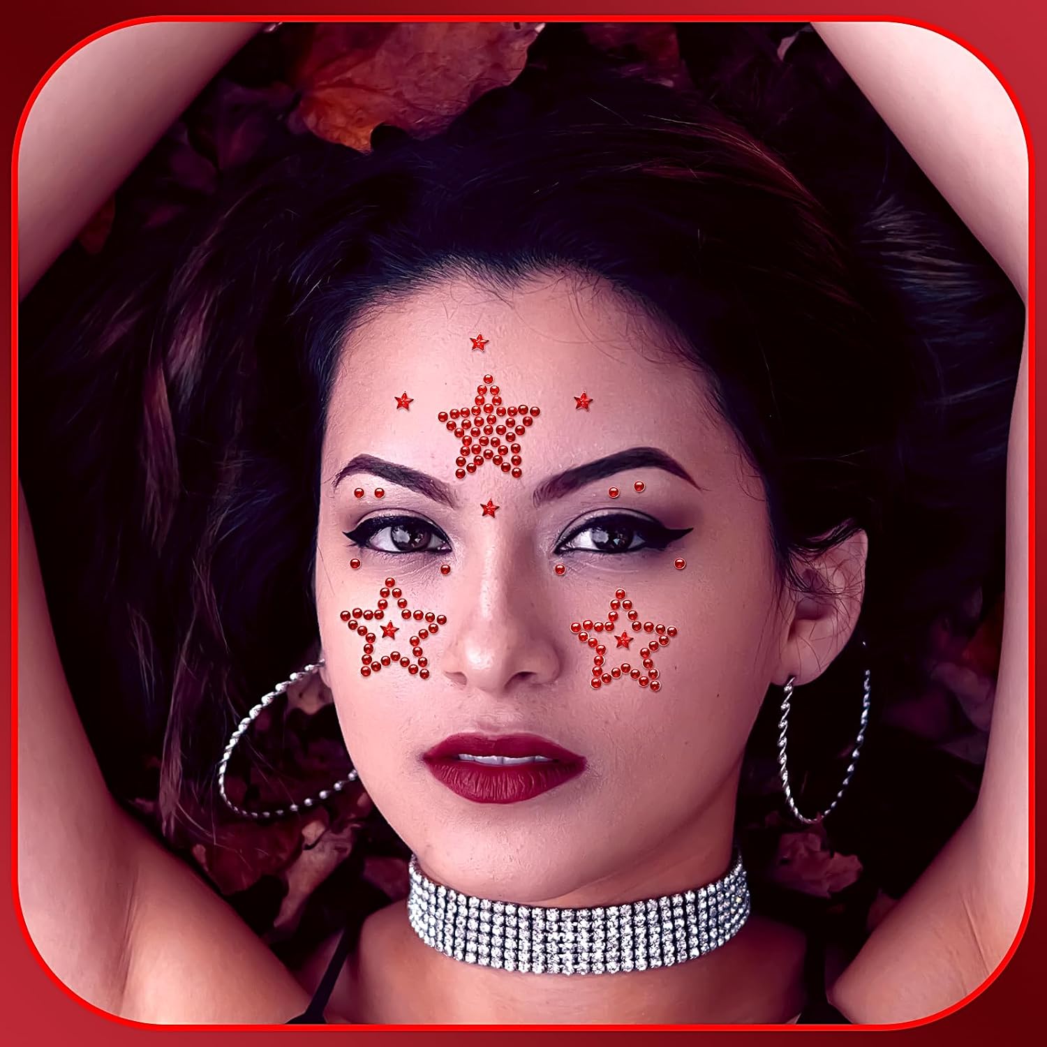 3Sheets Star Gem Stickers Jewels for Crafts, Face Makeup - Self Adhesive Rhinestone Jewel Stickers, Stick on Gems Rhinestones for Crafts, Craft Supplies for Kids (14.red Star)