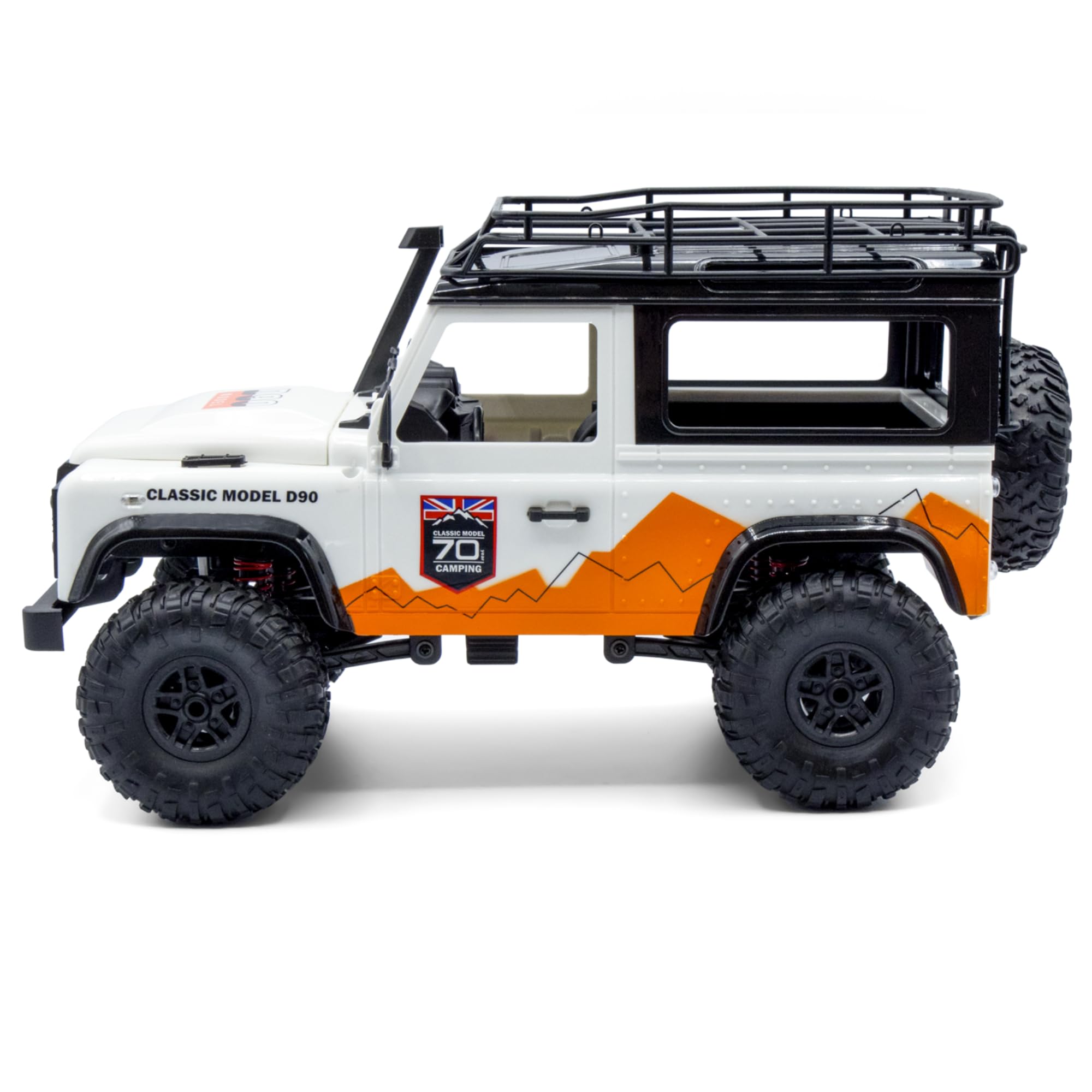 Coche teledirigido resistente 1:12 – Land Rover Trail V2 RC Coche 4WD para exteriores con luz LED, caja de engranajes metálicos, 60 minutos de tiempo de conducción, vehículo todoterreno