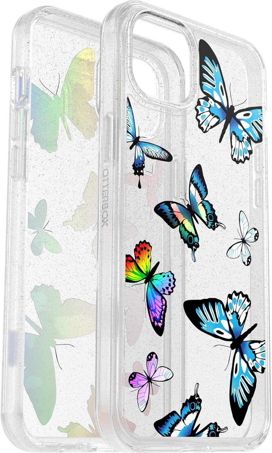 OtterBox iPhone 14 Plus Symmetry Series Case - Y2K BUTTERFLY (Clear/Blue), ultra-sleek, wireless charging compatible, raised edges protect camera & screen - Image 5