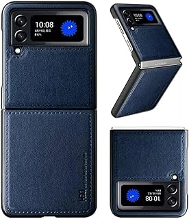 جراب خلفي من الجلد في فولت متوافق مع سامسونج جالاكسي Z فليب 5 جلدي يحمي هاتفك الصدمات والخدوش ازرق