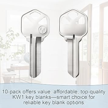 KW1 Blank Key Blanks, Uncut Blank Keys - 10 Pca