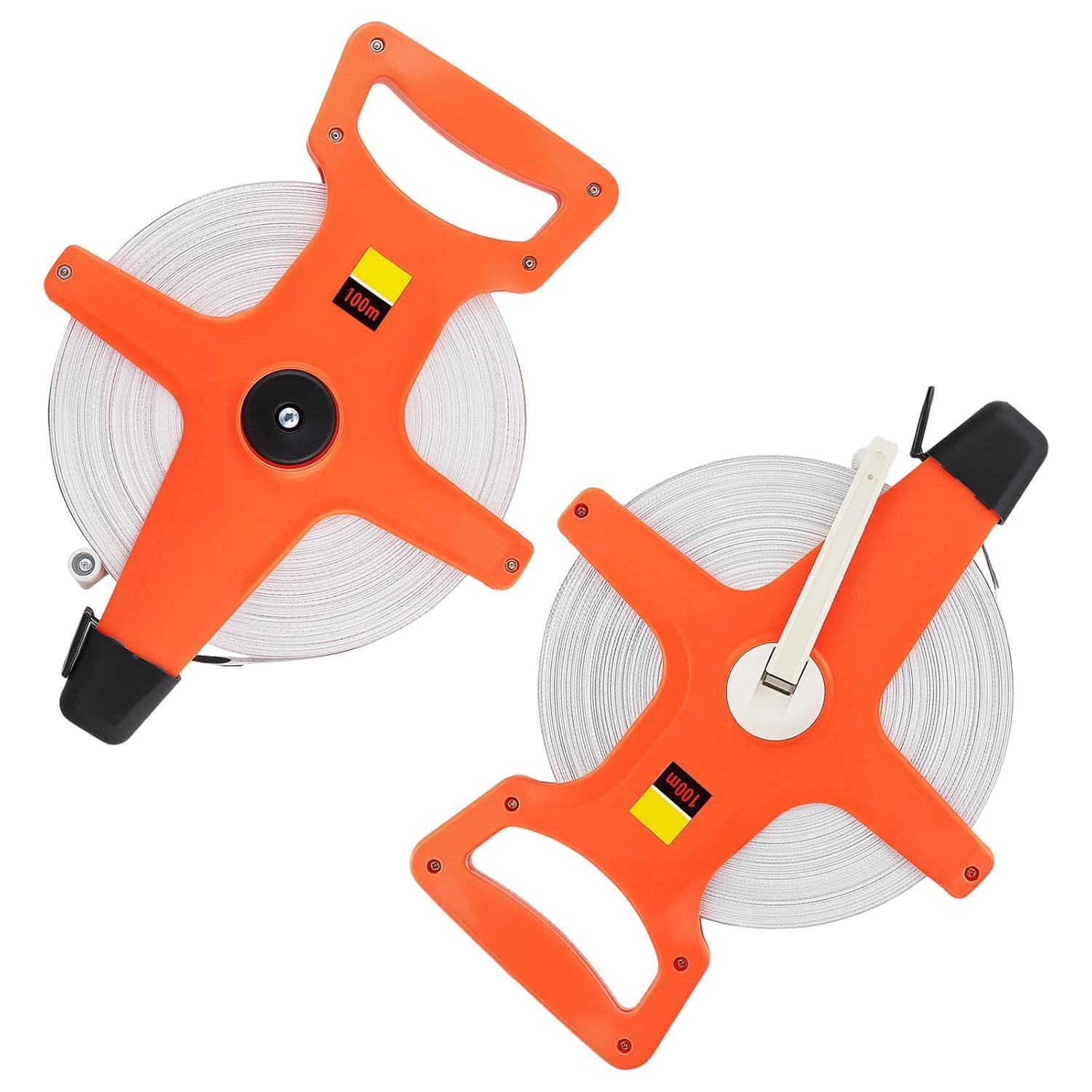 2 Pack 330Ft Fiberglass Tape Measure, 1/2" Dual Sided Engineer Reel Tape Measure with Feet Meters for Construction Track Field