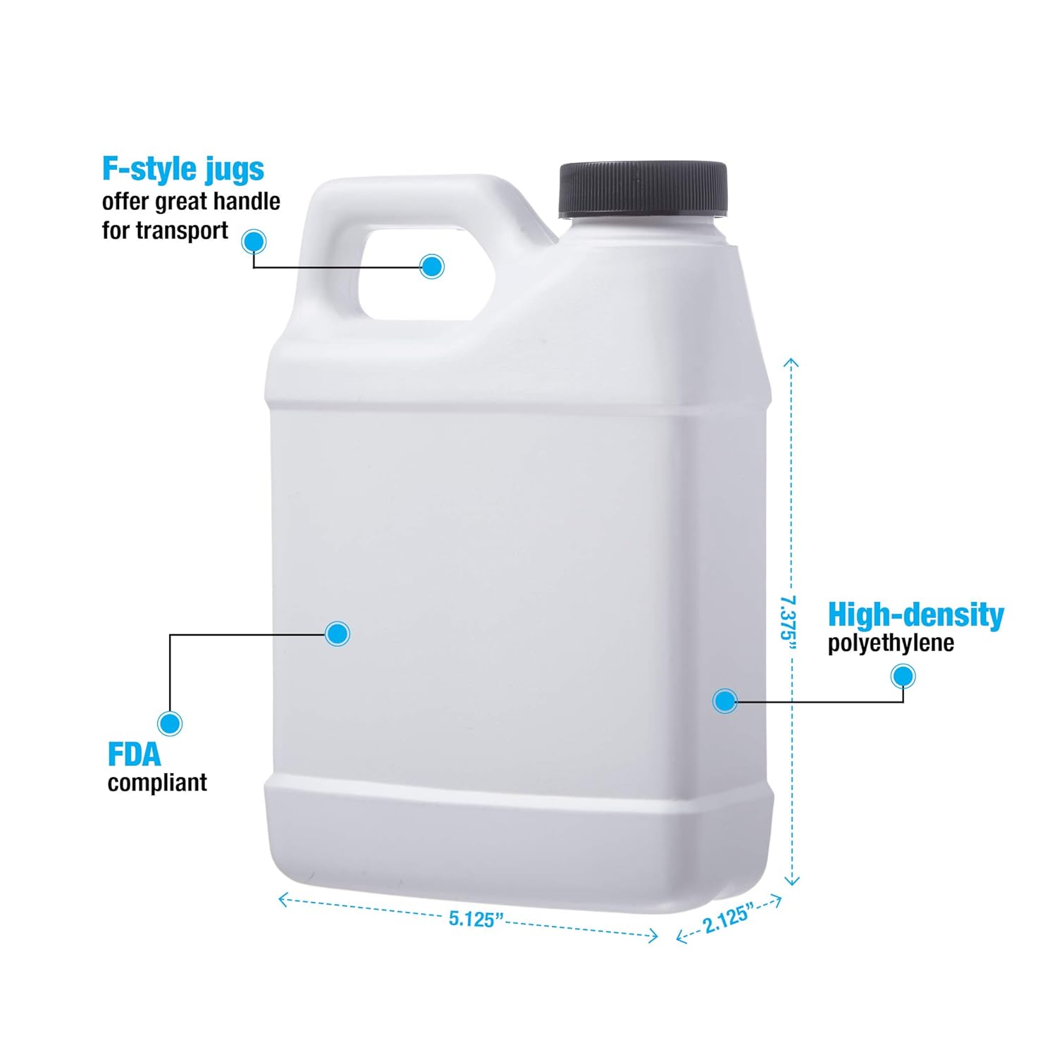 Consolidated Plastics Rectangular F-Style Bottle with Cap, HDPE, White, 32oz., 12 Piece