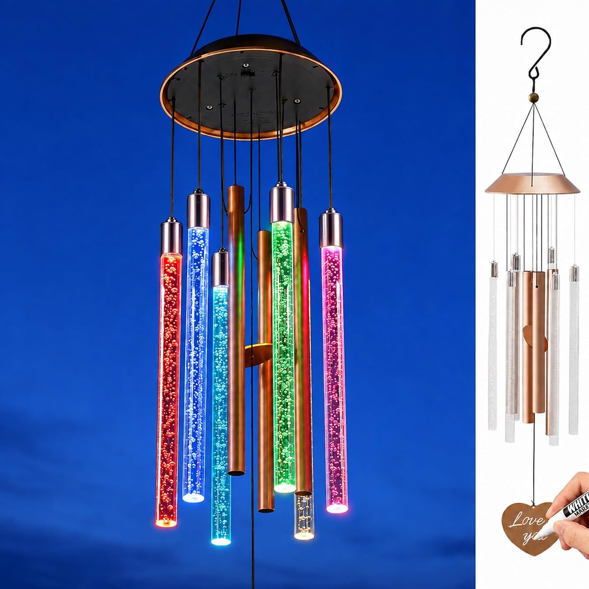 Nacome Solar Wind Chimes 6 LED Tubes