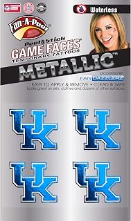Fan-A-Peel Kentucky Waterless Temporary Tattoos - Hypoallergenic Peel and Stick Waterproof Temporary Tattoos, Metallic - Officially Licensed