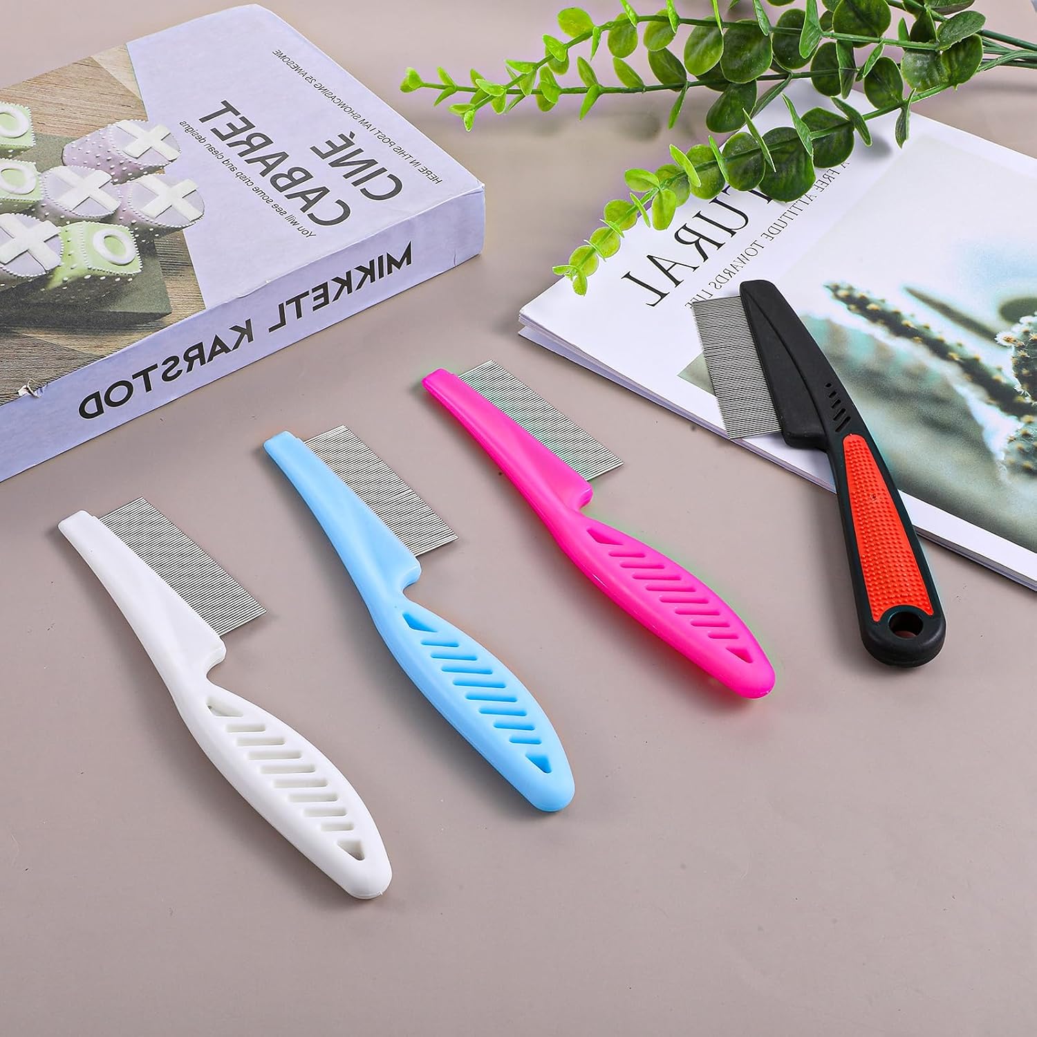 4 Pcs Stainless Steel Dandruffs Comb, Fine Tooth Psoriasis Comb Metal Lice Combs Dandruff Remover Scalp Combs for Dandruff, Lice, Thick, Dry, Curly Hair