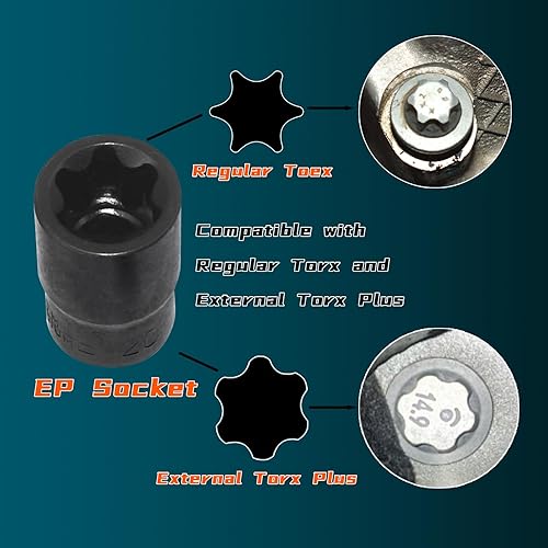 Miniatura 3 de Juego de 19 llaves externas Torx Plus, compatibles con Tesla, 6 puntos EP Socket 12 pulgadas, 38 pulgadas, 14 pulgadas, Dr EP4 EP5 EP6 EP7 EP8 EP10