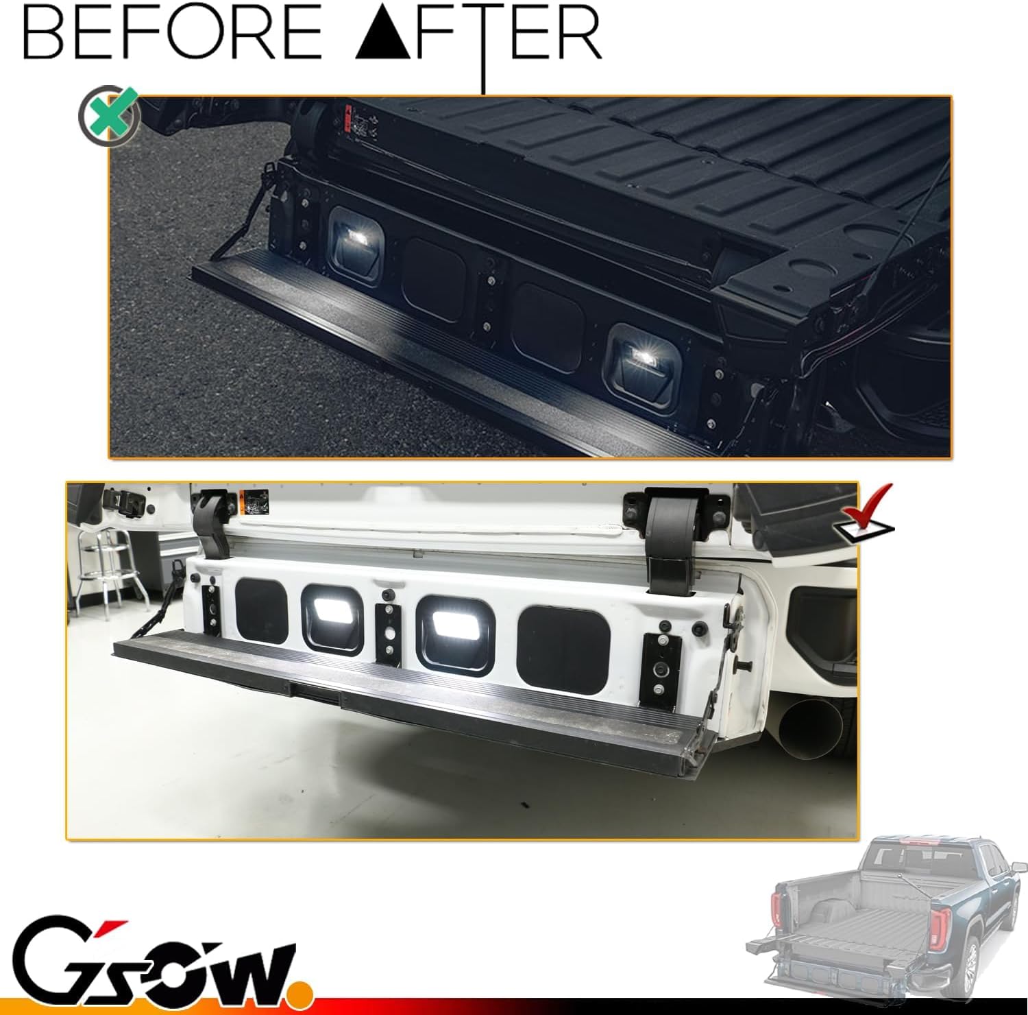 LED Tailgate Step Lights for 2020-2024 GMC Sierra 1500 2500HD 3500HD, 2020-2025 Chevro-let Silverado 1500 2500 HD 3500 HD Truck, Truck Bed Multi-Pro Lamp Assembly with Harness Wiring Kit, 2 Pcs