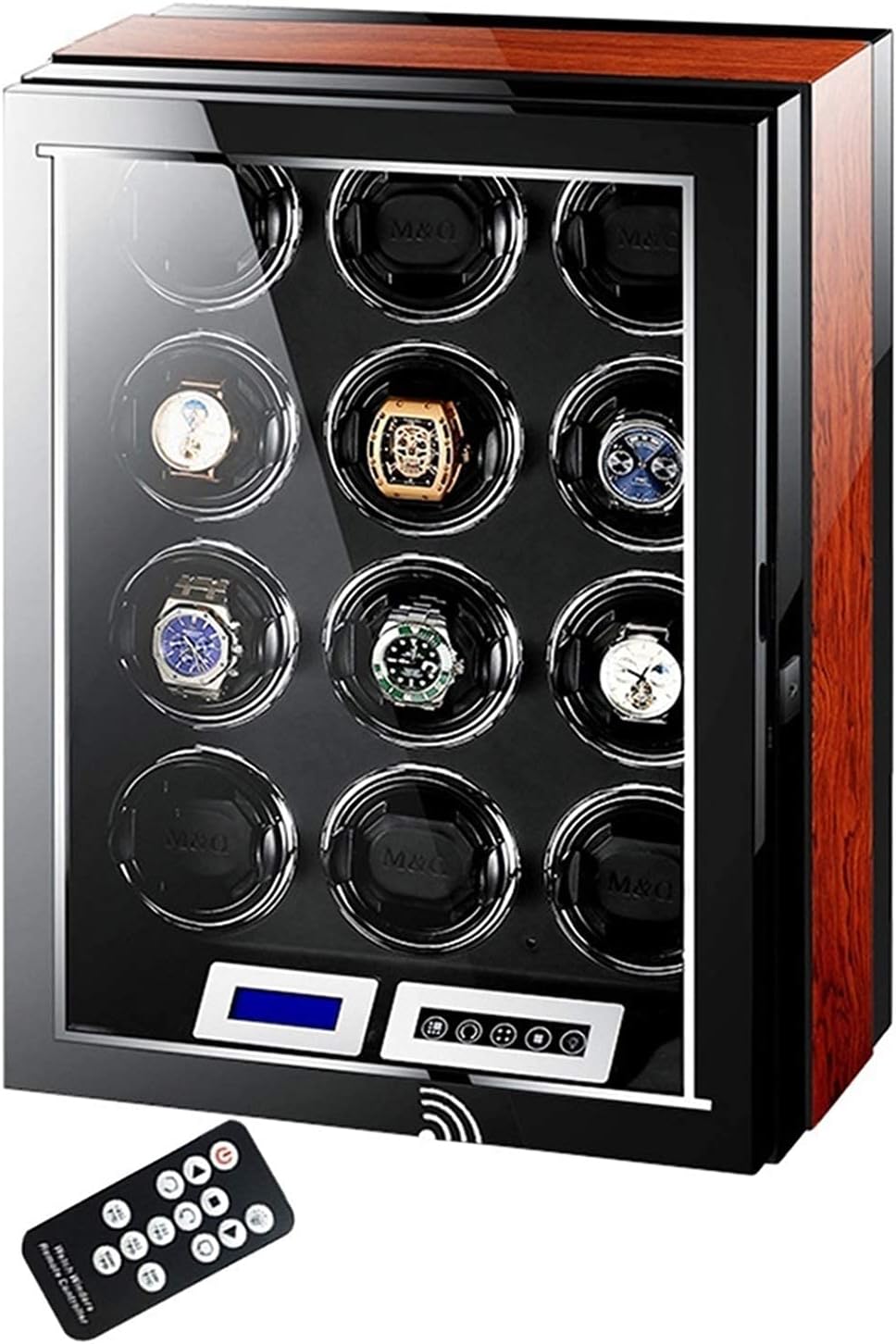 Luxury Automatic Watch Winder for Mechanical Watch Luxury Watch Storage Box with LCD Display Display Silent Motor Adjustable Pillow Multi-epitope Display Box 4 Rotation Modes (24+0)