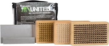 Demon United Ski/Snowboard Wax Brush Kit - Bonus Includes Metal Scraper and Edge File