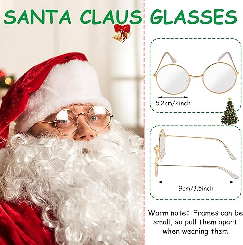Miniatura 3 de Weewooday 2 gafas de disfraz de Papá Noel de Navidad, guantes de terciopelo rojo, accesorios de Papá Noel para disfraces para mujeres y niños