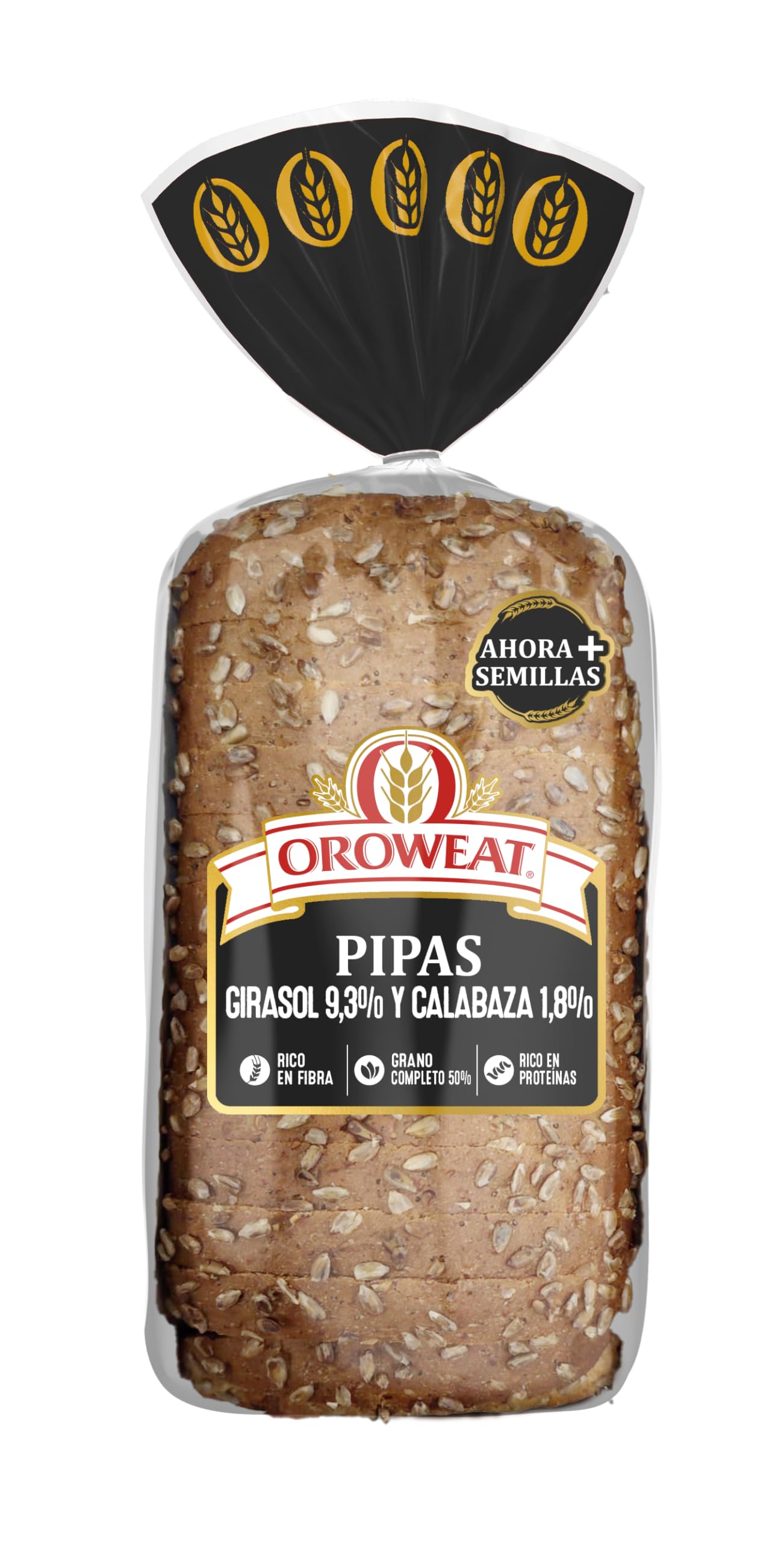 Oroweat - Pan de molde Multicereales con Corteza, Pipas de Calabaza, Girasol y Semillas de Amapola 15 rebanadas, 550g