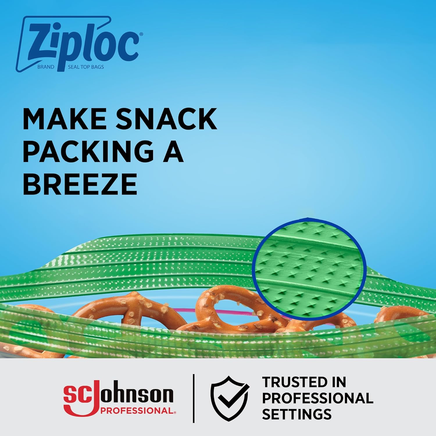 SC Johnson Professional Ziploc Snack Bags Commercial Pack of 9 Cartons of 280 Bags; 2520 Snack Bags for Business Use