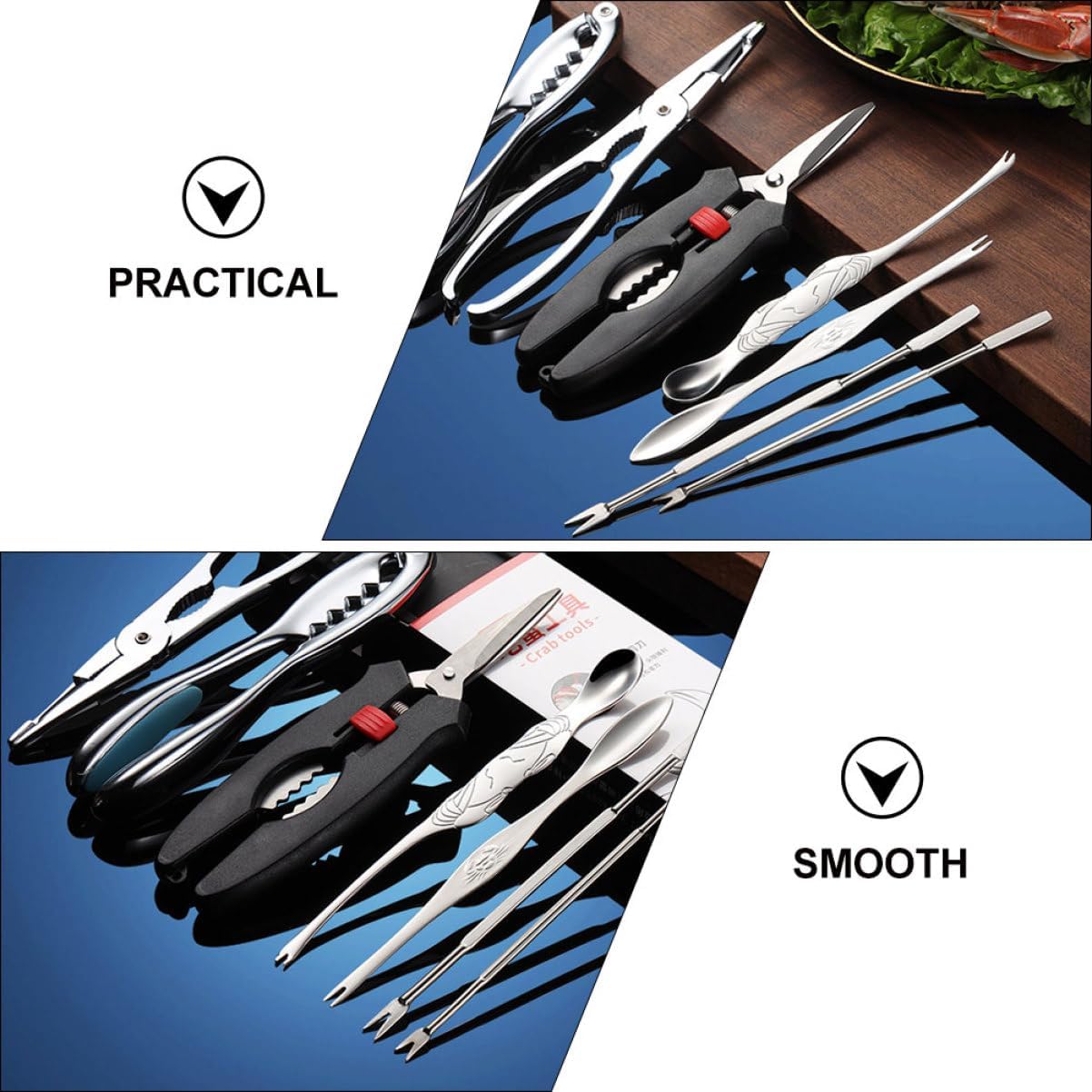1Set Seafood Tools Set Crab Scissors Forks and Needle Kit for Effortless Shellfish Eating Ergonomic Design for Safe Grip and Durability