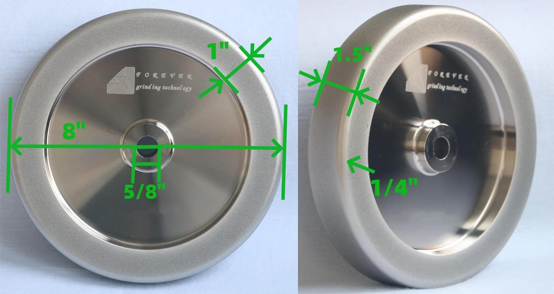 4 in 1 PLUS CBN Schleifscheibe, 8 Zoll Durchmesser, 5/8 Zoll Dorn, 1,5 Zoll Breite mit 1/4 Zoll Radius, zum Schärfen von Drechsel- und HSS-Werkzeugen (Körnung 350)