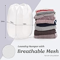 Vista 5 de TECHMILLY Cesta plegable de malla para la ropa sucia con asas resistentes y bolsillo lateral, cestas plegables portátiles para ropa para dormitorio