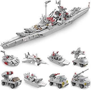 Bismarck Battleship Building Toy Sets,8 in 1 German Warship Building Blocks for Teens Boys Ages 8+,Collectible Navy Ship Model for Play and Display,Gifts Ideal for Military Enthusiast 84144